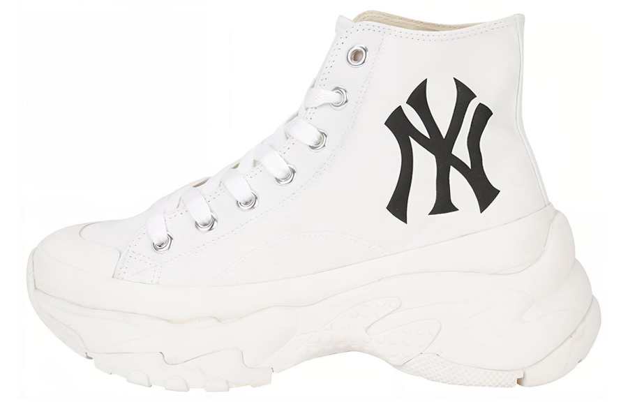 MLB Chunky Comfortable Slip Resistant, Abrasion Resistant, Breathable High top Canvas Shoes Unisex White