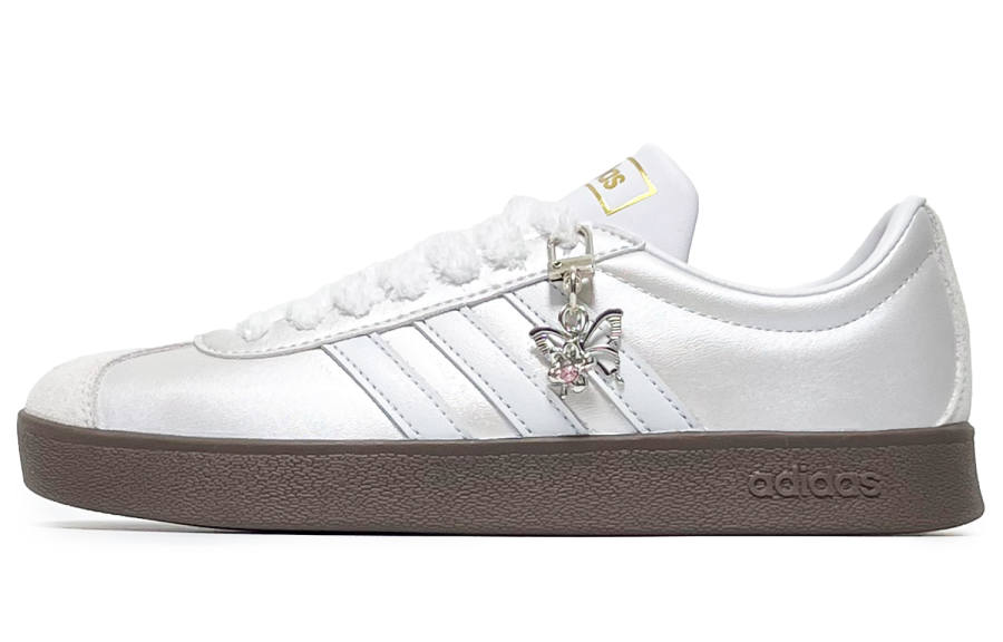 Adidas Neo VL Court 2.0 Leather Abrasion Resistant Low top Skateboard Shoes Unisex Silver White
