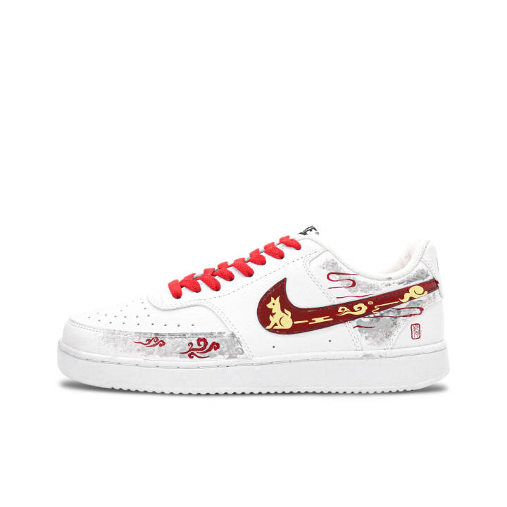 Nike Nike Court Vision 1 Auspicious Dog And Auspicious Clouds Leather Lightweight Breathable Low top Skateboard Shoes Men's