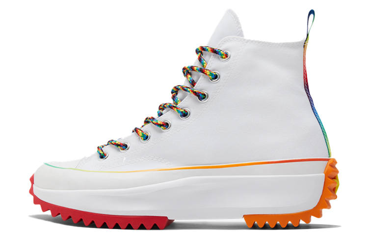 Converse Run Star Hike Abrasion Resistant Coverage High top Canvas Shoes Unisex Mismatched Rainbow