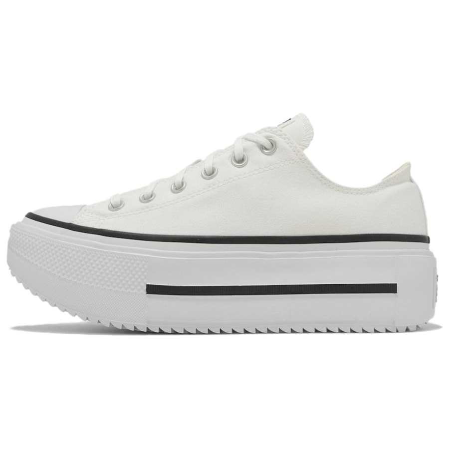 Converse Converse Double Stack Soft And Comfortable Abrasion Resistant Abrasion Resistant Low top Canvas Shoes Unisex White
