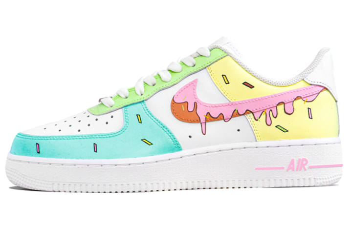 Nike Nike Air Force 1 Low Leather Cushioning, Wear Resistant Low top Skateboard Shoes Men's Black Blue