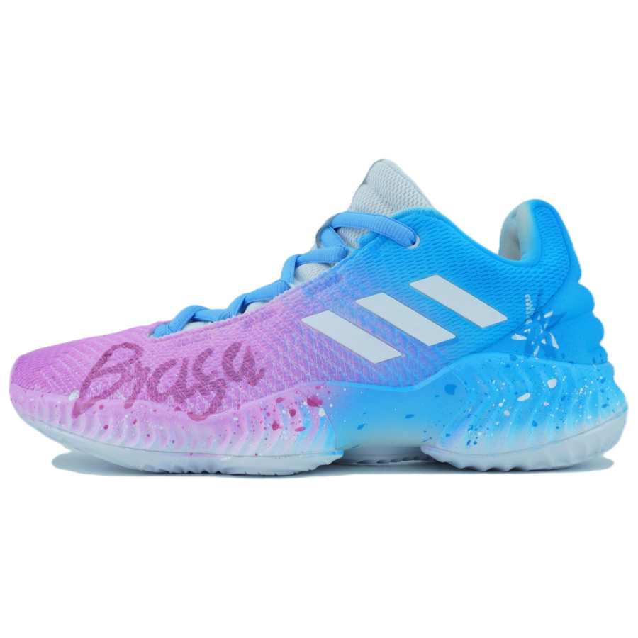 Adidas Adidas Pro Bounce 2018 Fenggu Purple Mist Abrasion Resistant Support Rebound Low top Basketball Shoes Men's Pink Blue