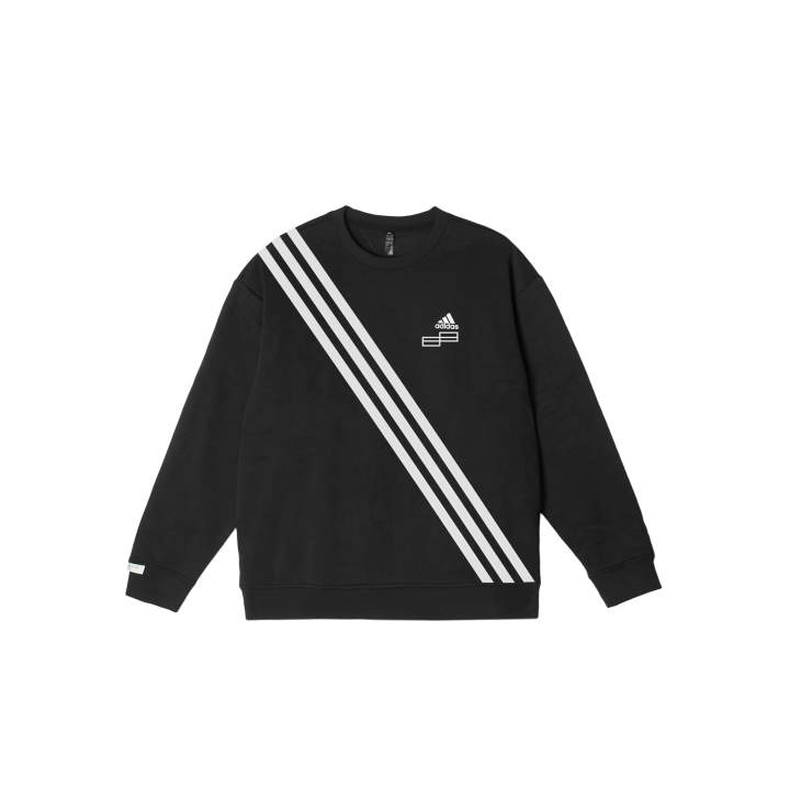 Adidas Adidas LABEL Stripes Poetic YMK Graffiti Print Comfortable Crew Neck Fleece Lined Pullover Long Sleeved Sweatshirt