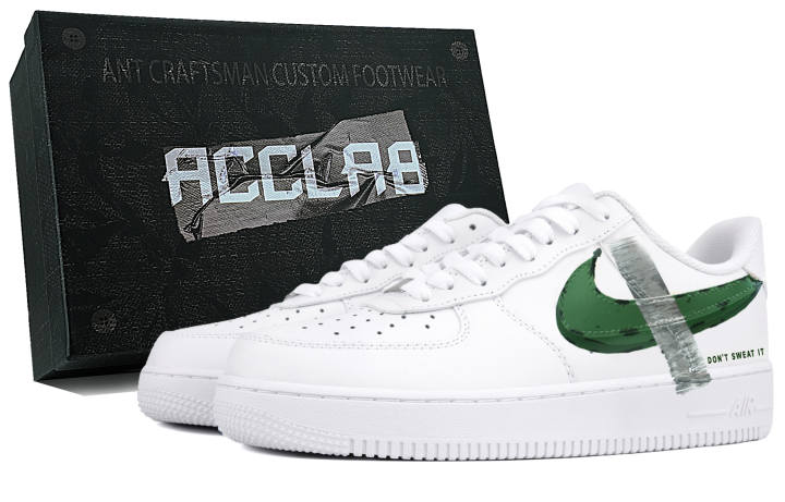 Nike Nike Air Force 1 Abrasion Resistant Abrasion Resistant Low top Skateboard Shoes Unisex White Green