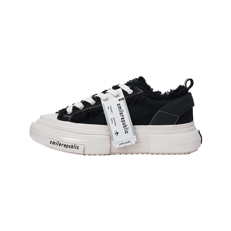 SMILEREPUBLIC 70s Classic Black Low top Canvas Shoes Unisex Black