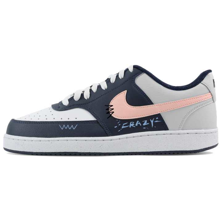 Nike Nike Court Vision Low Crazy Colorful Gray Scene Synthetic Leather Low top Training Shoes Men's Blue Gray