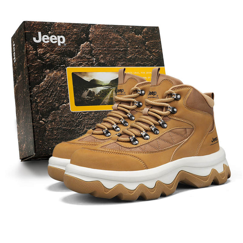 Jeep Cushioning Abrasion Resistant Coverage High top Mountaineering Hiking Shoes Men's