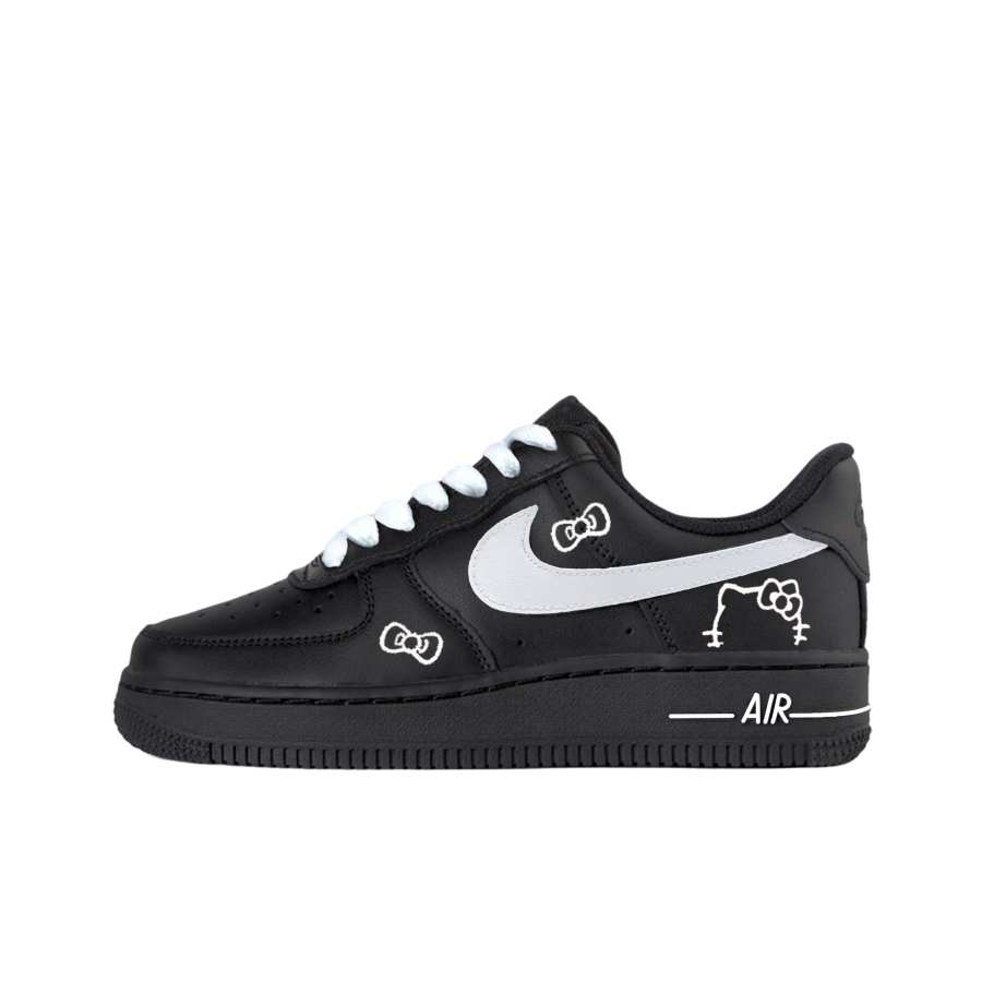 Nike Nike Air Force 1 Pure White Meow Cushioning, Wear Resistant Low top Skateboard Shoes Unisex Black White