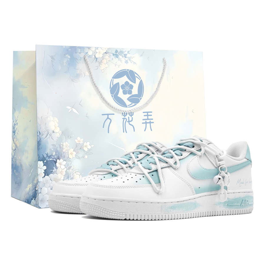 Nike Nike Air Force 1 Wan Hua Nong, Heart To Heart Cerulean, Shopping Bag Coverage Thermal Low top Skateboard Shoes Unisex