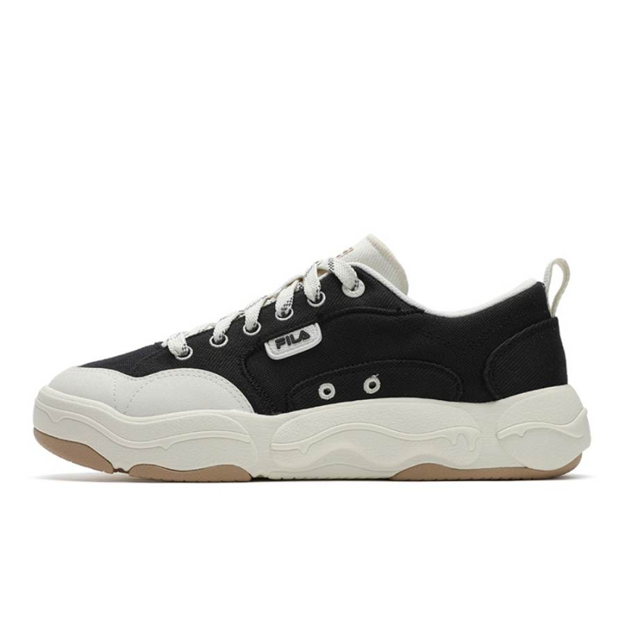 FILA BURGER Hamburger Shoes Breathable And Lightweight Low top Canvas Shoes Men's Black White