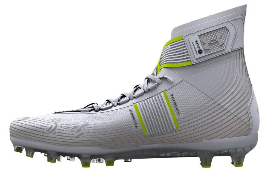 Under Armour Highlight Fabric Slip Resistant Abrasion Resistant High top Training Shoes Men's Silver White