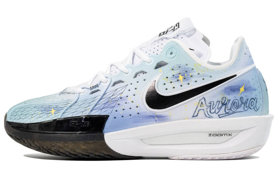 Nike Nike G.T. Cut 3 Aurora Mesh, Textile Cushioning Support Rebound Low top Basketball Shoes Men's Bright White Blue