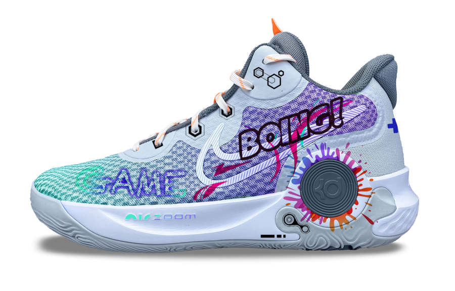 Nike Nike KD Trey 5 IX Planting Flowers Family Breathable And Slip Resistant Mid top Basketball Shoes Unisex Blue Purple