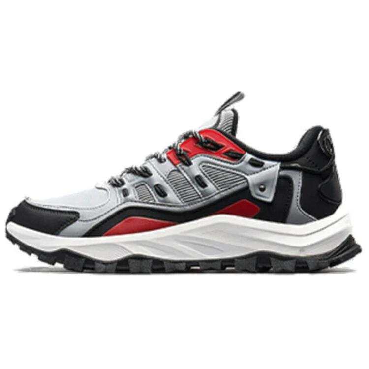 XTEP Comfortable Slip Resistant, Abrasion Resistant, Waterproof, And Breathable Low top Outdoor Shoes Men's Gray Black