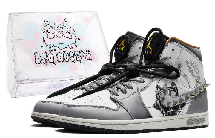 Jordan Jordan Air Jordan 1 Da Vinci Custom, Box, Mechanical Era Cushioning Slip Resistant Cushioning Slip Resistant High top