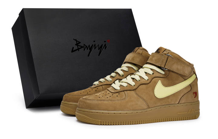 Nike Nike Air Force 1 Leather, Suede Mid top Skateboard Shoes Unisex Brown