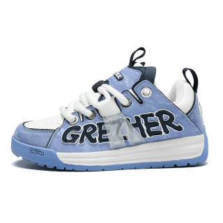GREZHER Abrasion Resistant Lightweight Slip Resistant Low top Skateboard Shoes Men's White Blue