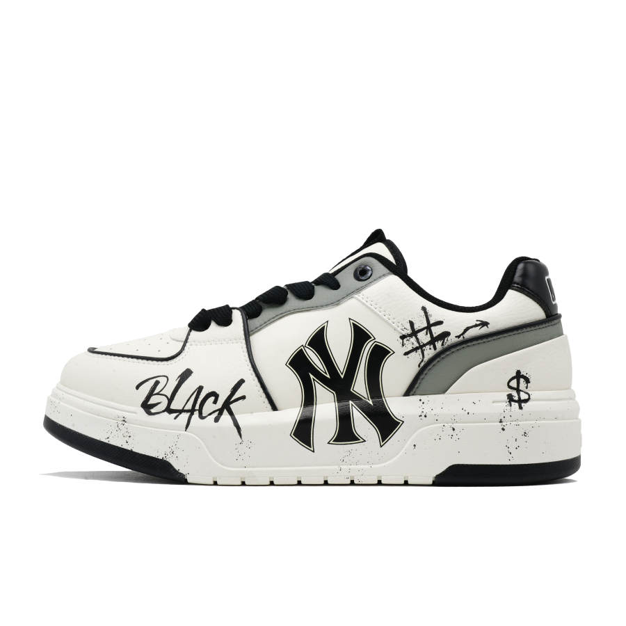MLB Chunky Liner Slip Resistant Abrasion Resistant Low top Skateboard Shoes Unisex Black White