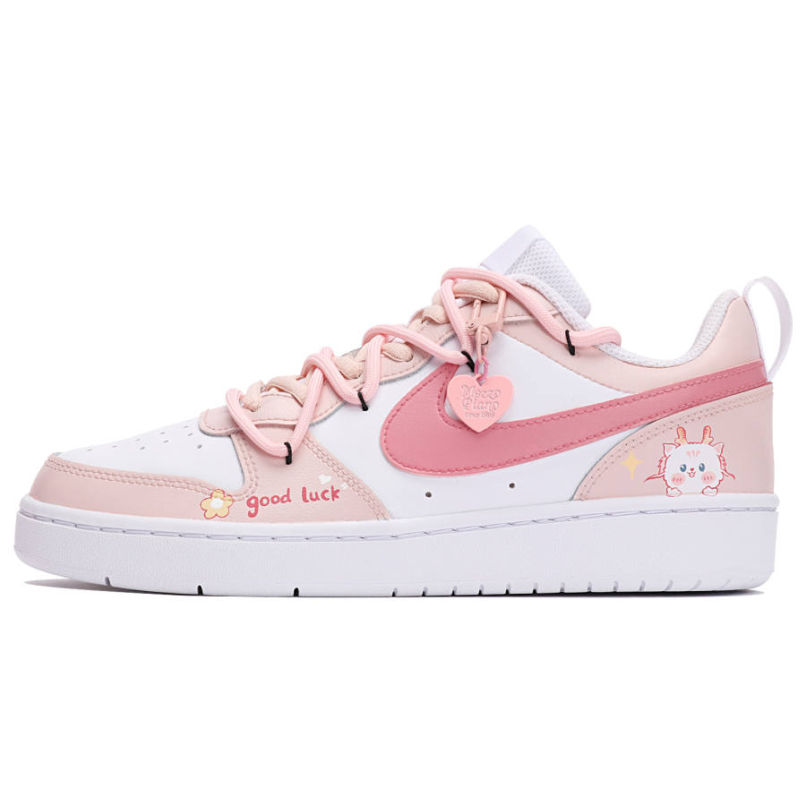 Nike Nike Court Borough 2 Cushioning Abrasion Resistant Cushioning, Wear Resistant Low top Skateboard Shoes GS Pink White