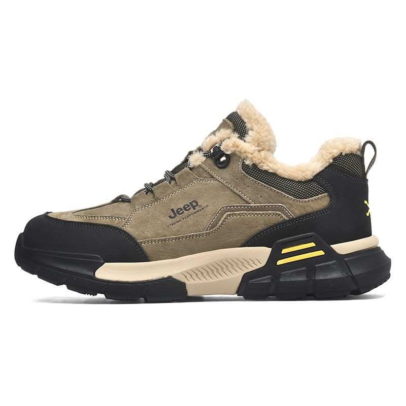 Jeep Fleece Lined Thermal, Versatile Casual Abrasion Resistant Low top Outdoor Mountaineering Hiking Shoes Men's