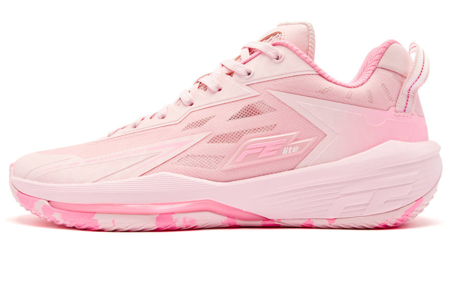 QIAODAN FETEAM Cushioned Slip-Resistant Abrasion-Resistant Low-Top Basketball Shoes Men's Morning Light Shimmering Pink