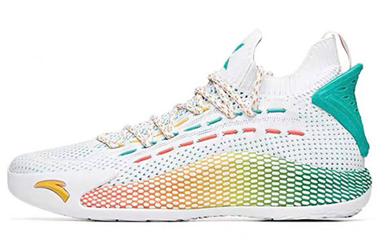 Anta KT5 Pu Cushioning Slip Resistant Abrasion Resistant Mid top Basketball Shoes Men's White Red Green