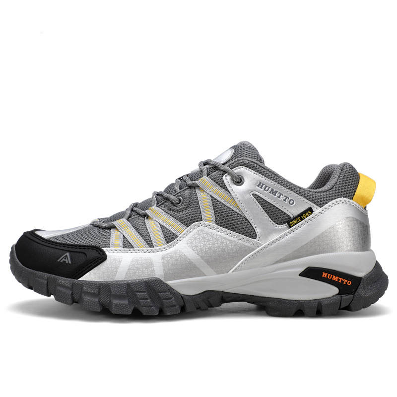 HUMTTO Textile, Synthetic Leather Height Increasing Low top Mountaineering Hiking Shoes Men's Space Silver