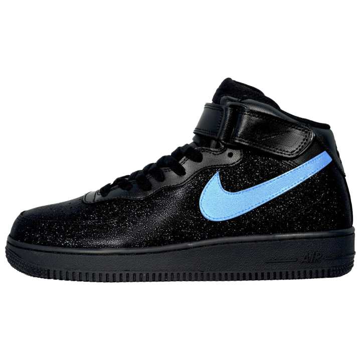 Nike Nike Air Force 1 Breathable, Slip Resistant, And Abrasion Resistant Mid top Skateboard Shoes Unisex Black