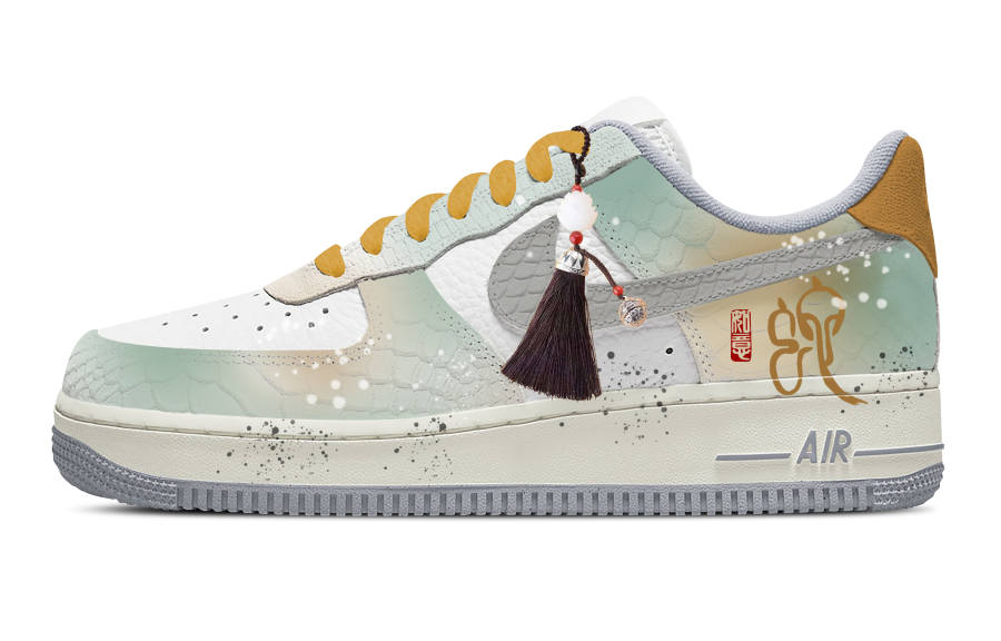 Nike Nike Air Force 1 Slip Resistant Abrasion Resistant Low top Skateboard Shoes Women's Green White