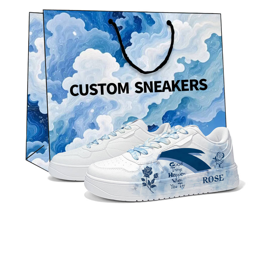 Anta Slip Resistant, Lightweight, And Breathable Low top Skateboard Shoes Unisex White Blue