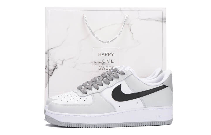 Nike Nike Air Force 1 Coverage Slip Resistant Low top Skateboard Shoes Men's White Gray Black