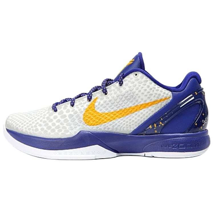 Nike Nike Zoom Kobe 6 Slip Resistant Abrasion Resistant Low top Basketball Shoes Men's White Blue