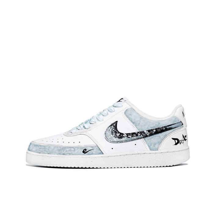 Nike Nike Court Vision 1 Leather Slip Resistant Abrasion Resistant Low top Skateboard Shoes Men's Black Blue White