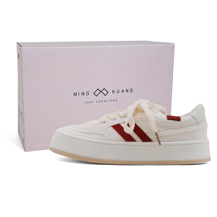 MINGKUANG Canvas Shoes Women's Low Top Pink/Green/White Red