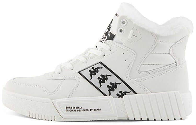 Kappa BANDA Synthetic Leather, Textile Coverage Thermal Slip Resistant High top Skateboard Shoes Unisex White