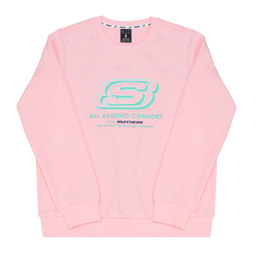Skechers Sweatshirts Unisex Crystal Rose Pink Crew Neck Moderate