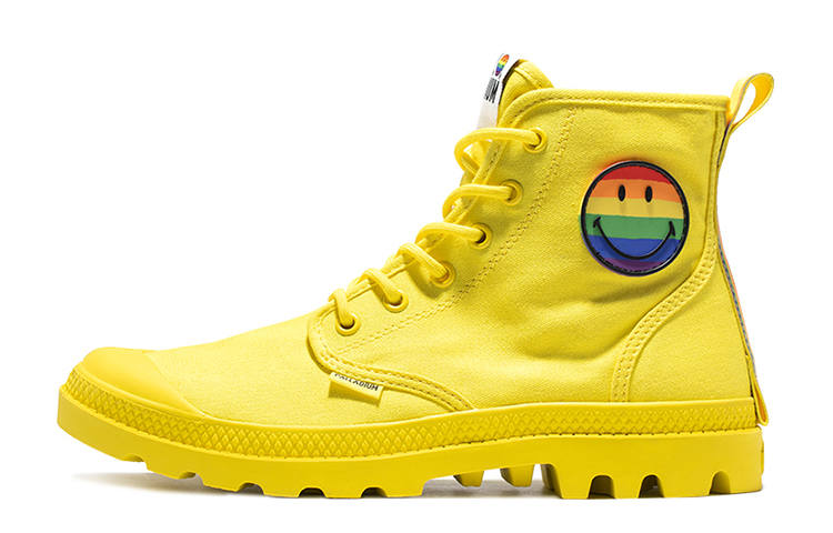 Palladium Pampa Smiley High top Abrasion Resistant Lightweight Canvas Shoes Unisex Yellow