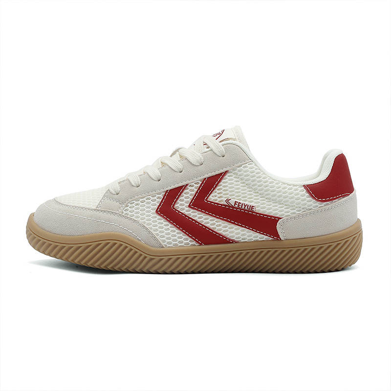 FEIYUE Abrasion-Resistant, Lightweight, And Breathable Low-top Skateboard Shoes Women's Beige Red