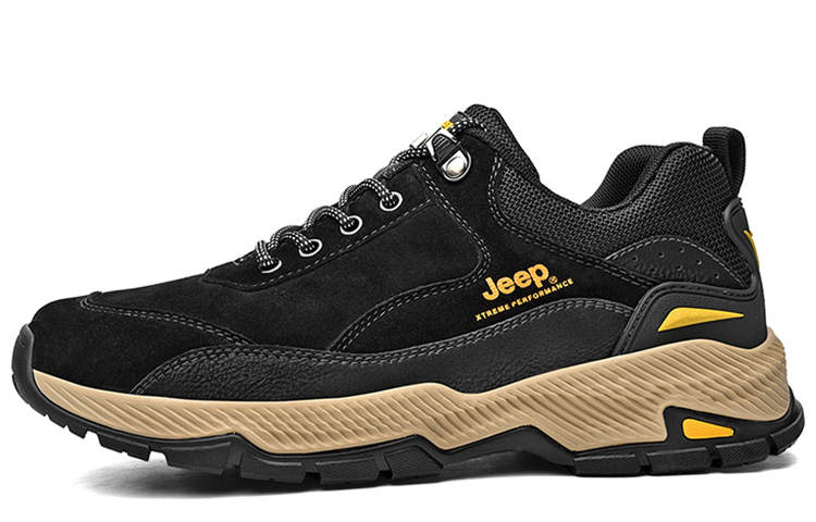 Jeep Mountaineering & Hiking Shoes Men's Low Top Black/Sand Yellow