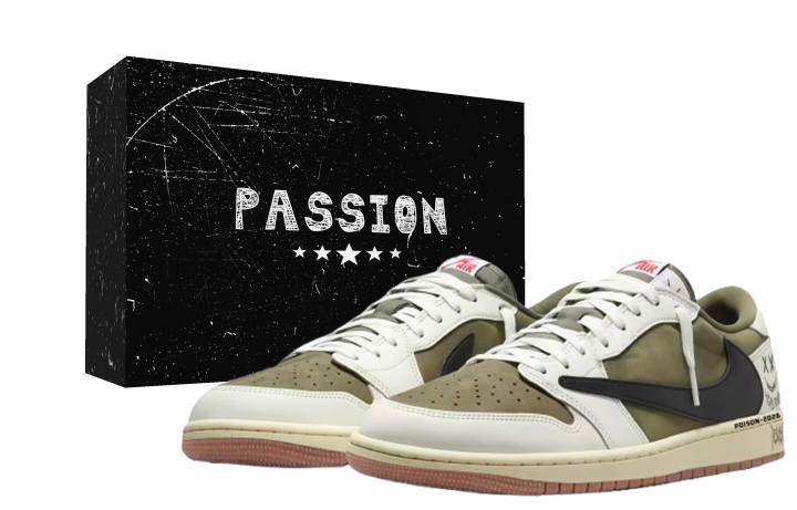 Jordan Travis Scott x Jordan Air Jordan 1 Graffiti X Travis Scott Box Abrasion Resistant Breathable Low top