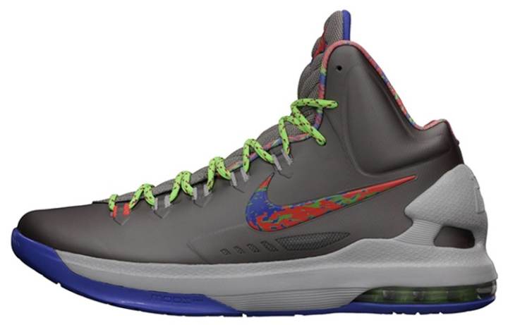 Nike Nike KD 5 Splatter Slip Resistant Lightweight Non slip Lightweight High top Basketball Shoes Men's Gray