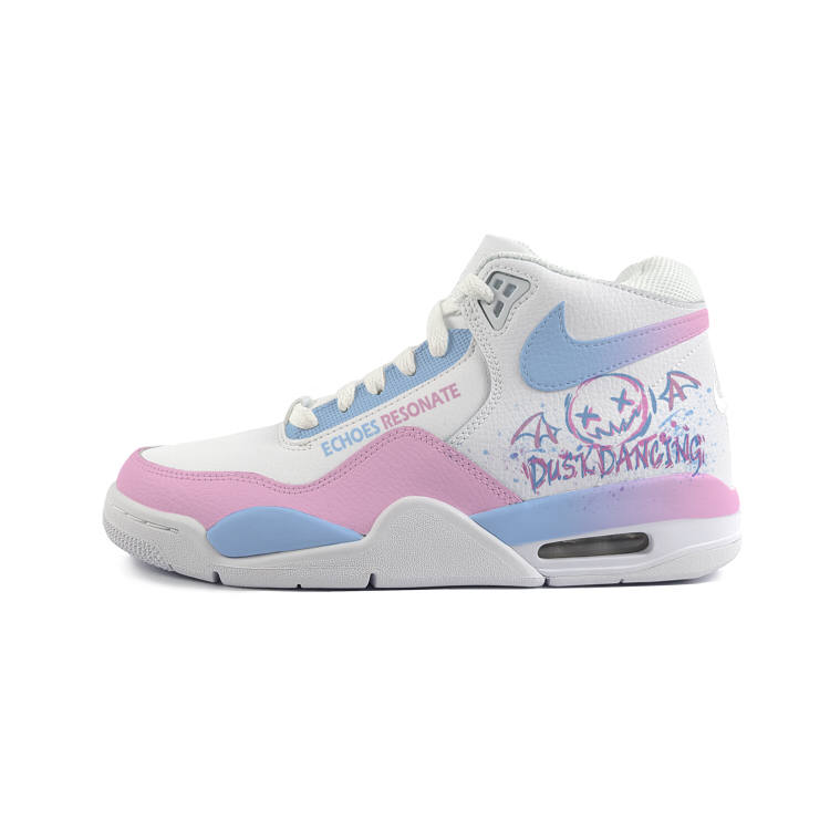 Nike Nike Flight Legacy Slip Resistant Abrasion Resistant Mid top Vintage Basketball Shoes Unisex White Pink Blue
