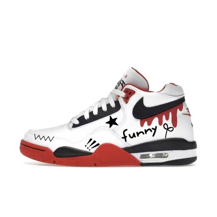 Nike Nike Flight Legacy Starry White Red Classic Mid top Vintage Basketball Shoes Unisex