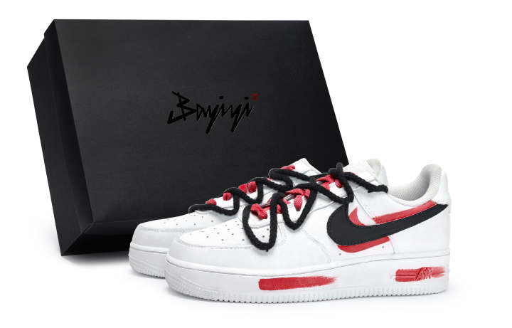 Nike Nike Air Force 1 811 Manufacturing, Rolling Sky Red, Special Shoe Box Low top Skateboard Shoes Women's White Black Red