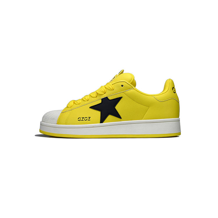 GZOZ Cushioning, Wear Resistant Low top Skateboard Shoes Unisex Black Yellow