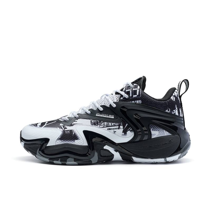XTEP Cushioning, Wear Resistant Low top Basketball Shoes Men's Black White