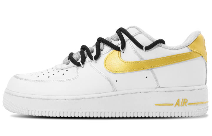 Nike Nike Air Force 1 Synthetic Leather Coverage Mid top Skateboard Shoes Unisex Yellow