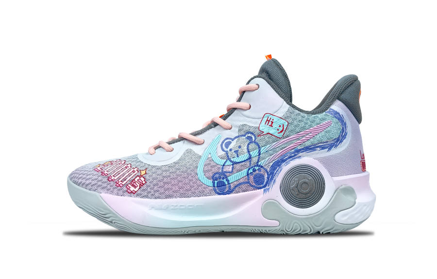 Nike Nike KD Trey 5 IX Slip Resistant Abrasion Resistant Mid top Basketball Shoes Unisex Pink Blue