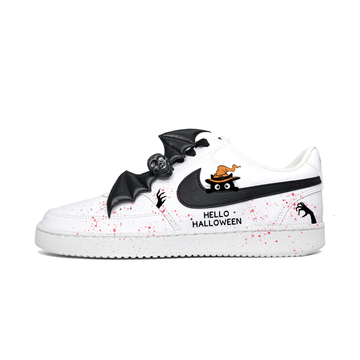 Nike Nike Court Vision 1 All The Best Kitten Abrasion Resistant Low top Skateboard Shoes Men's Black White